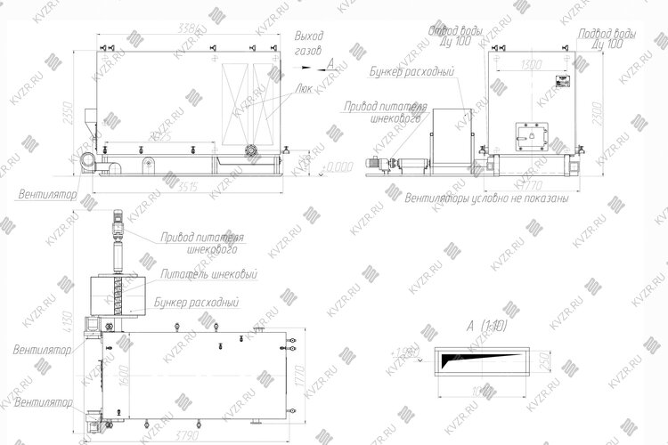 Котел на пеллетах 1450 кВт чертеж
