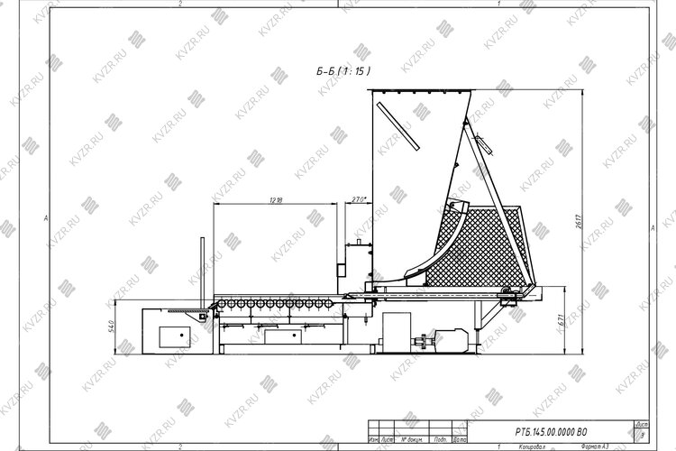 Чертеж механической топки ТШПМ 1.45