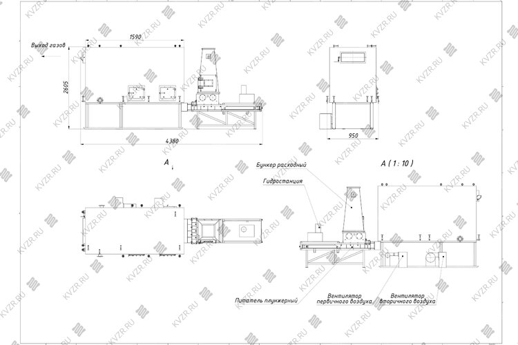 Чертеж котла 150 кВт на щепе
